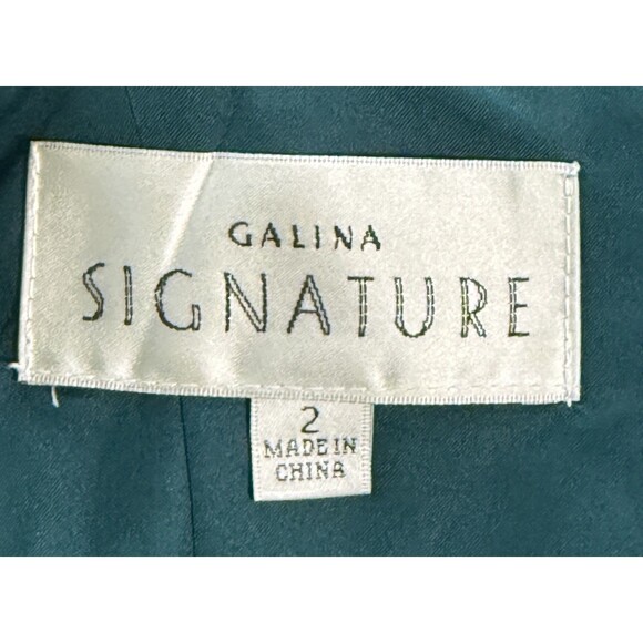 Galena Signature Teal Satin Maxi Spaghetti Strap Corset Bodice Flowy A-Line Sz 2 - Picture 5 of 8